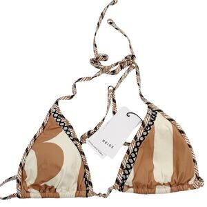 REISS Sheereen Printed Triangle Bikini Top Size 4 NEW Tan Print $85 Swimwear